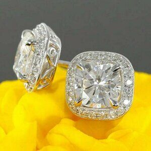 12mm White Cubic Zircon 925 Sterling Silver Stud Earring SG-0108
